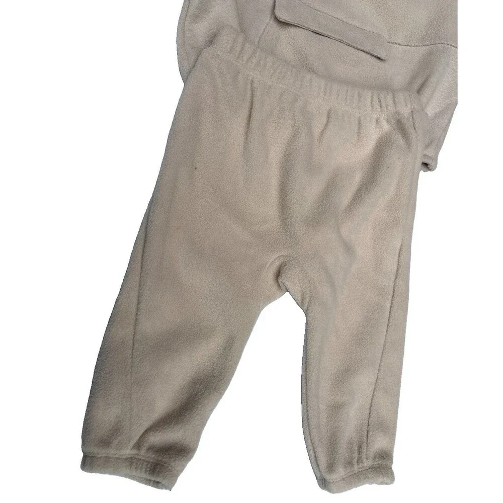 Cat & Jack Outfit Set Baby Boys 12 Months Beige Fleece Sweatshirt Pants 2 Piece